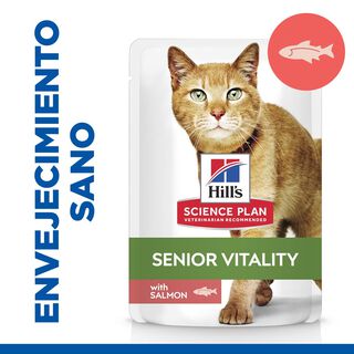 Hill's Adult Mature Science Plan Youthful Vitality Salmão em Molho saqueta para gatos